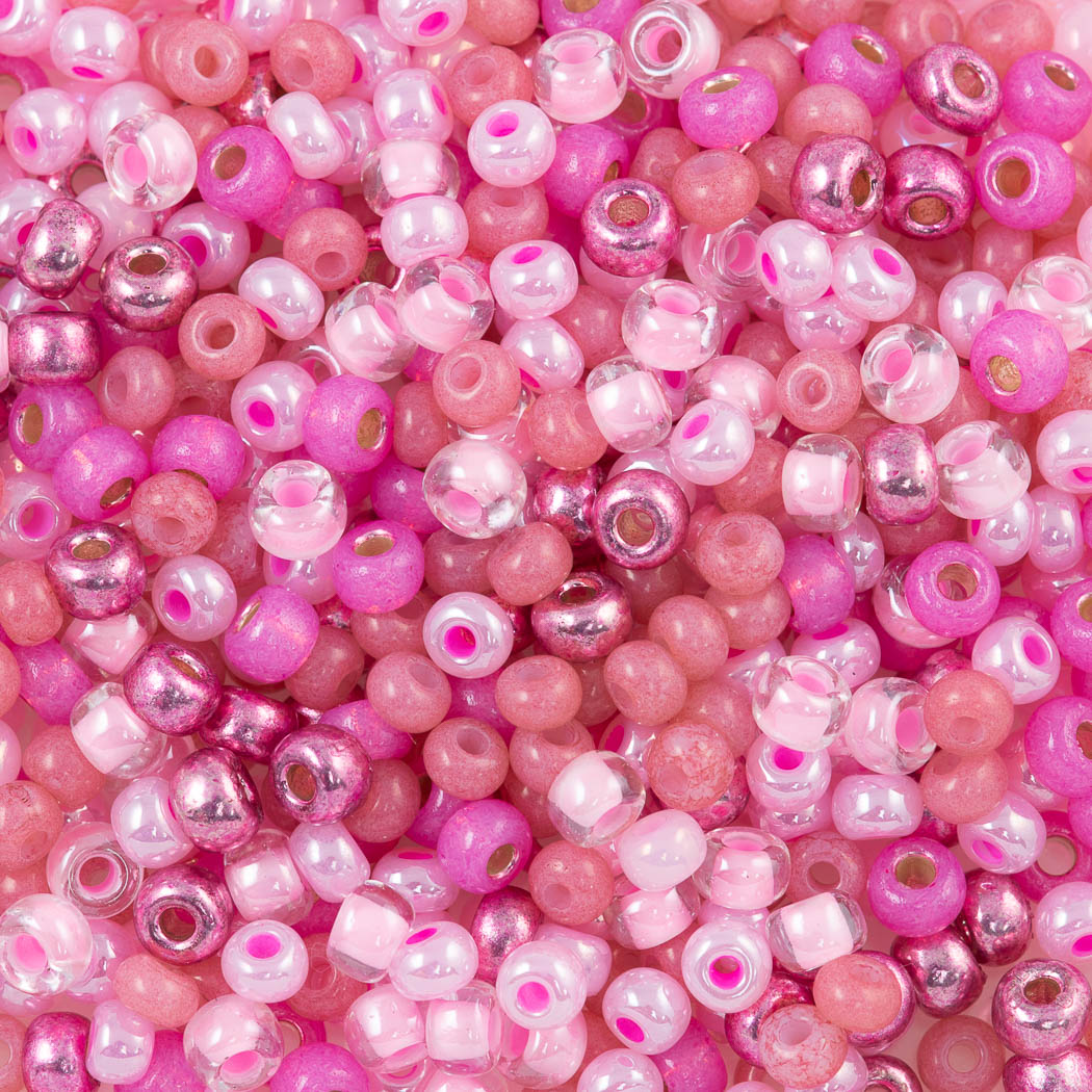 Czech Seed Bead 6/0 Hot Pink Mega Mix 50g (MIX36)