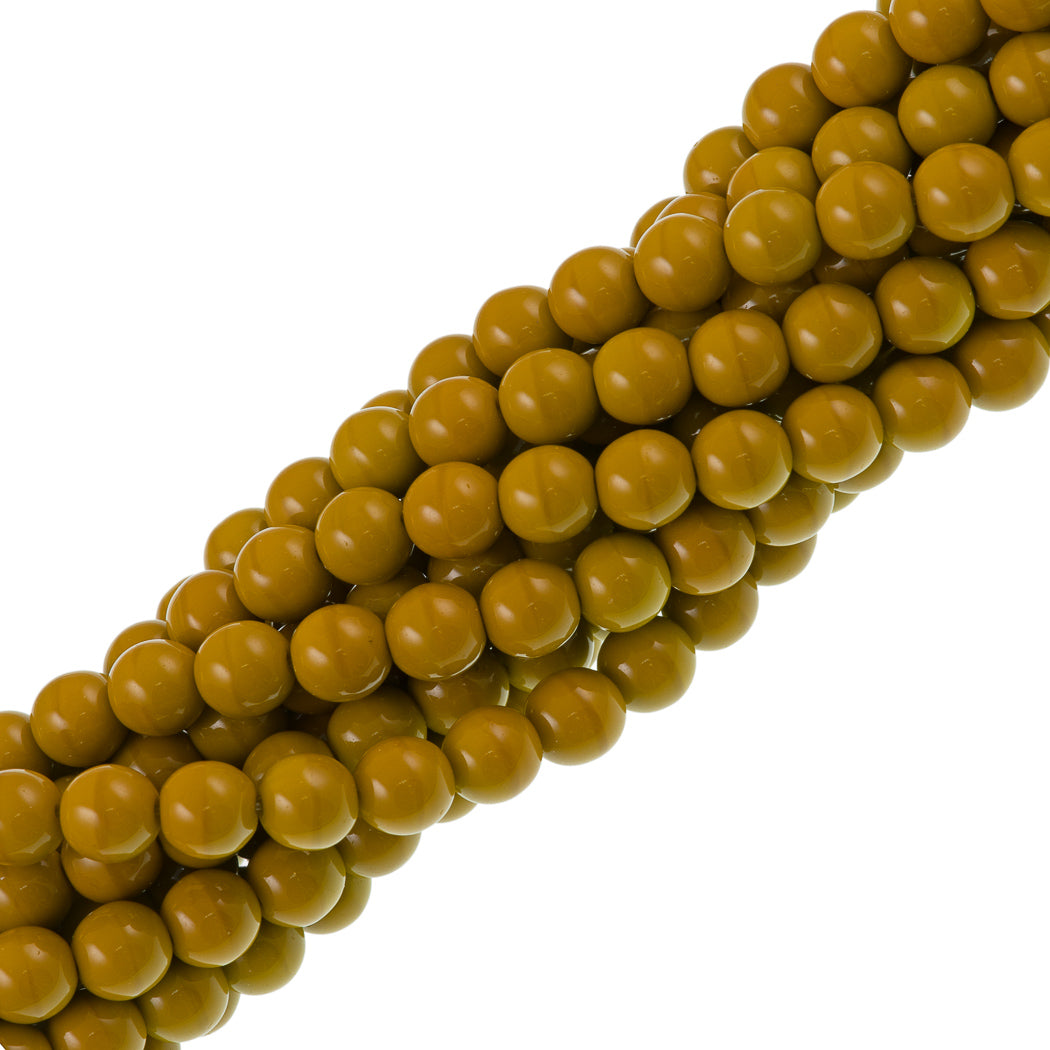 100 Czech 6mm Pressed Glass Round Goldenrod Beads (13740)