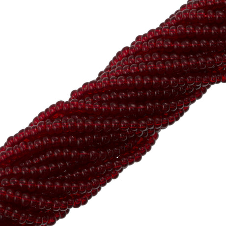 Czech Seed Bead Transparent Ruby 1/2 Hank 8/0 (90090)