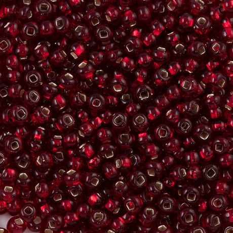 Preciosa Seed Bead 8/0 Garnet Silver Lined 22g Tube (97120)