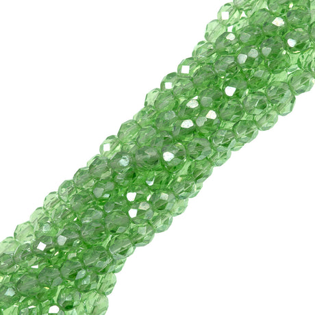 50 Czech Fire Polished 6mm Round Bead Peridot Luster (50500L)