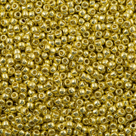 50g Toho Round Seed Bead 11/0 PermaFinish Galvanized Lemon Gold (590PF)