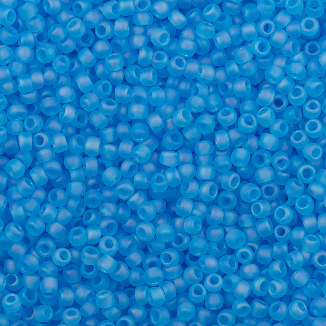 50g Toho Round Seed Bead 8/0 Transparent Matte Aquamarine AB AB (163F)