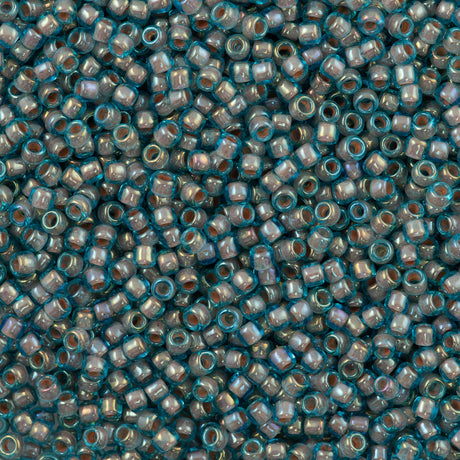 50g Toho Round Seed Bead 8/0 Inside Color Aqua Brick Lined AB (1851)