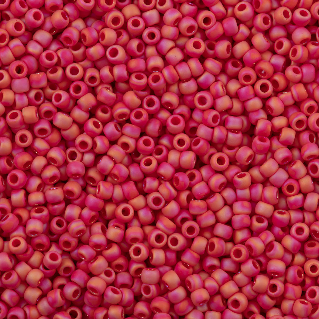 50g Toho Round Seed Bead 8/0 Opaque Matte Cherry AB (405F)