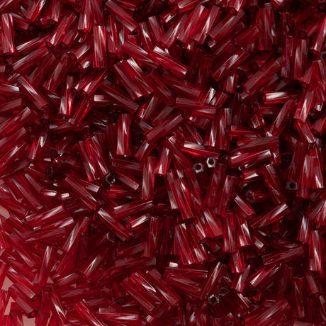 Miyuki 2x6mm Twisted Bugle Bead Transparent Dyed Cranberry (1716)