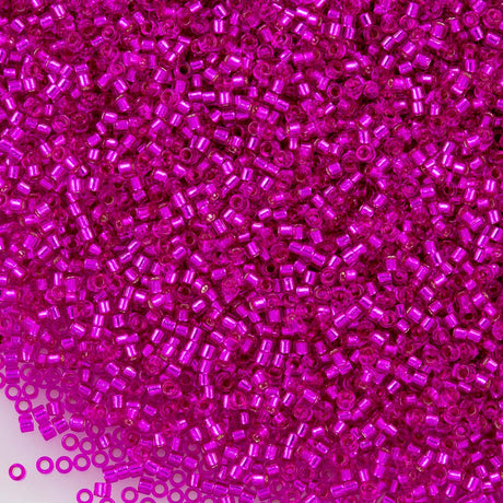 25g Miyuki Delica seed bead 11/0 Silver Lined Dyed Bright Fuchsia DB1340