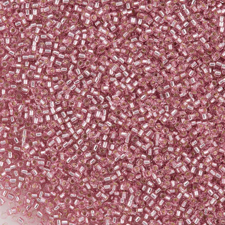 25g Miyuki Delica Seed Bead 11/0 Silver Lined Crystal Glazed Blush Rose DB1434