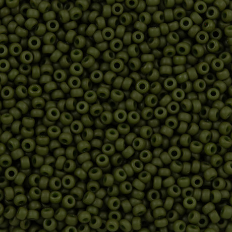 Miyuki Round Seed Bead 11/0 Opaque Matte Dyed Olive Green (2049)