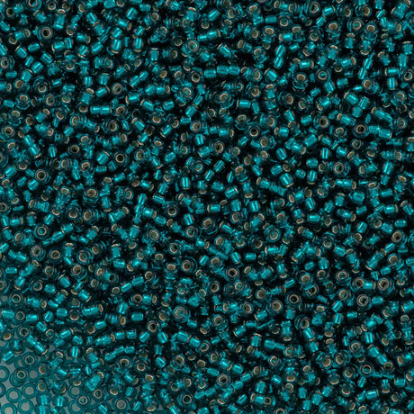 50g Miyuki Round Seed Bead 11/0 Silver Lined Dark Teal (30)