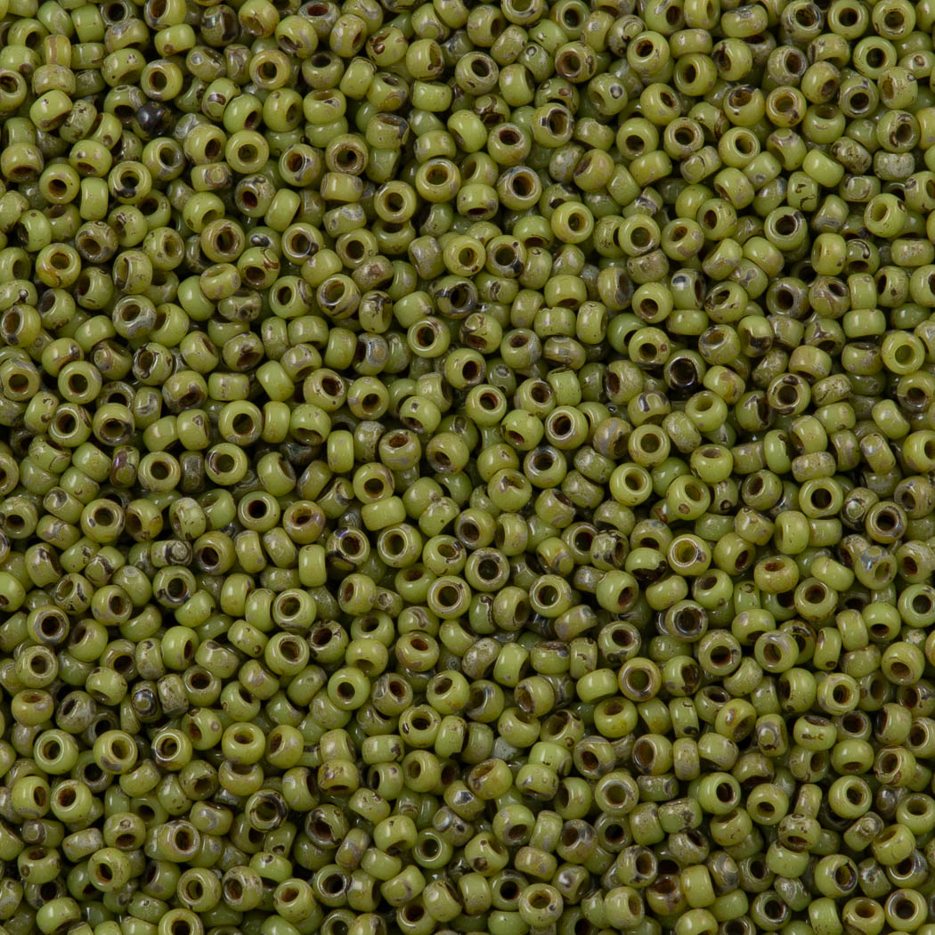 Miyuki Round Seed Bead 11/0 Opaque Chartreuse Picasso (4515)