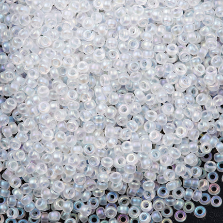 Miyuki Round Seed Bead 11/0 Semi Matte Transparent Crystal AB (131SFR)