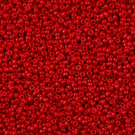 Miyuki Round Seed Bead 11/0 Semi Matte Opaque Dyed Bright Red (1684)