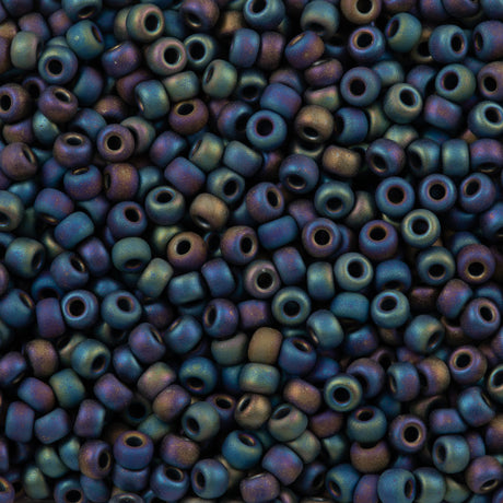 Miyuki Round Seed Bead 11/0 Opaque Matte Black AB (401FR)