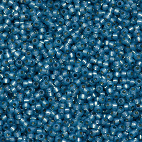 50g Miyuki Round Seed Bead 11/0 Duracoat Silver Lined Dyed Aqua (4242)