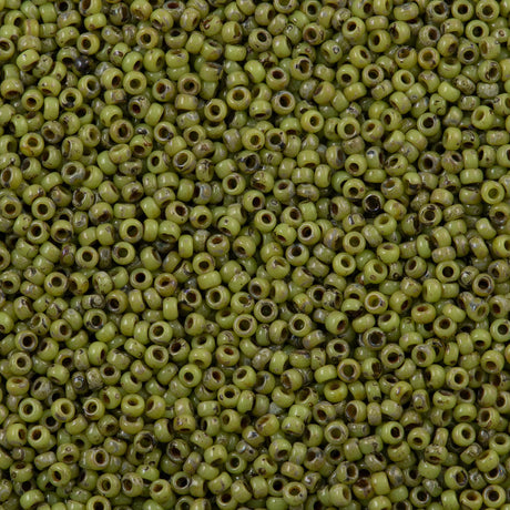 Miyuki Round Seed Bead 15/0 Opaque Chartreuse Picasso (4515)