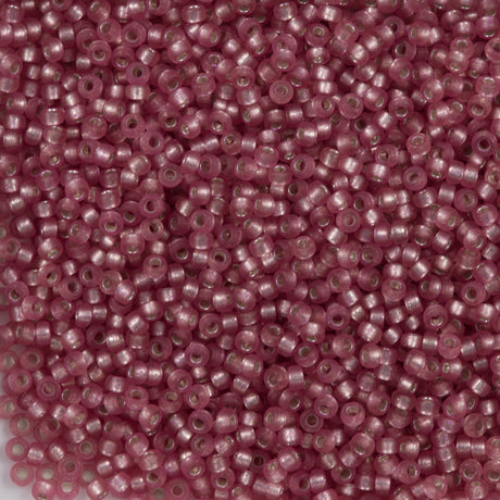 Miyuki Round Seed Bead 15/0 Semi Matte Silver Lined Dyed Light Cranberry (1627)