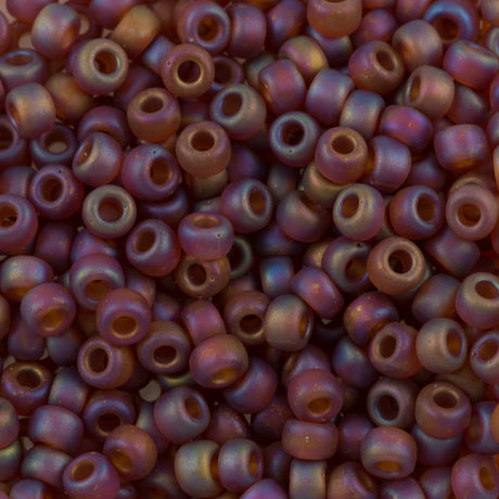 Miyuki Round Seed Beads 5/0 Transparent Matte Dark Amber AB (134FR)