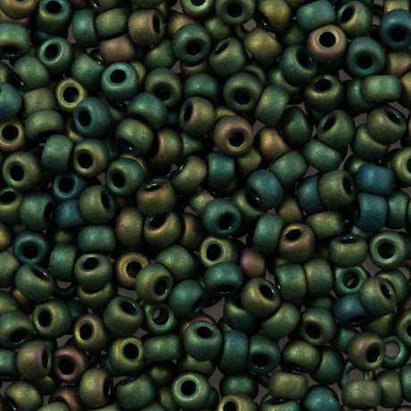 Miyuki Round Seed Bead 6/0 Matte Metallic Dark Green Iris (2066)