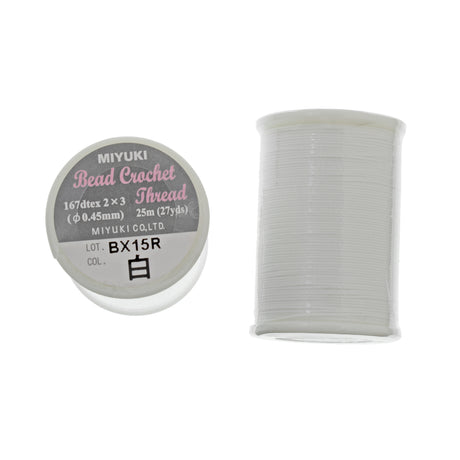 Miyuki Bead Crochet Thread White 25 Meter Size #8