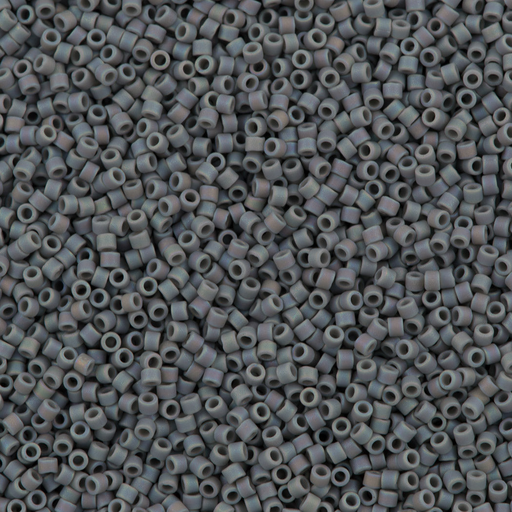 25g Miyuki Delica Seed Bead 11/0 Opaque Grey AB DB882