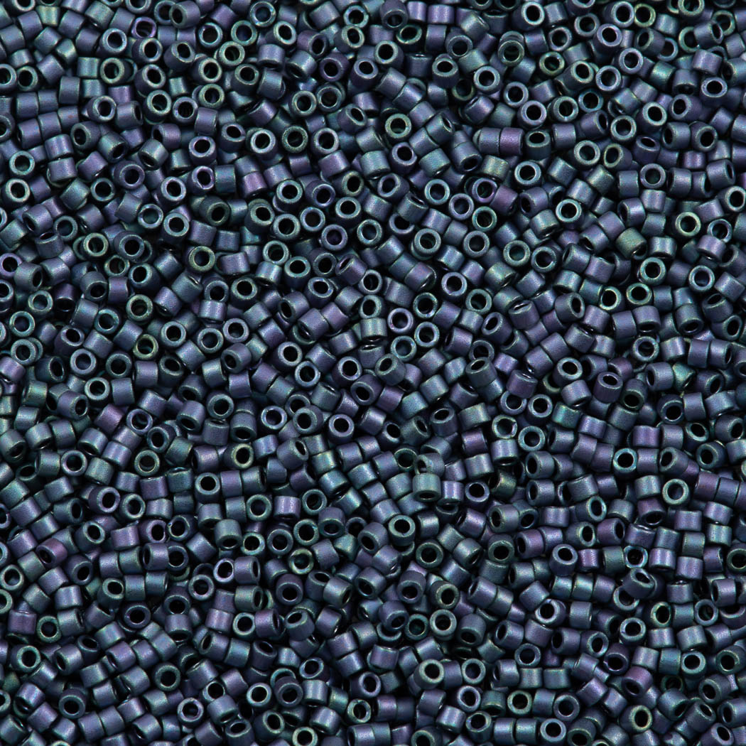 Miyuki Delica Seed Bead 11/0 Matte Metallic Blueberry Gold Luster AB 2-inch Tube DB1052