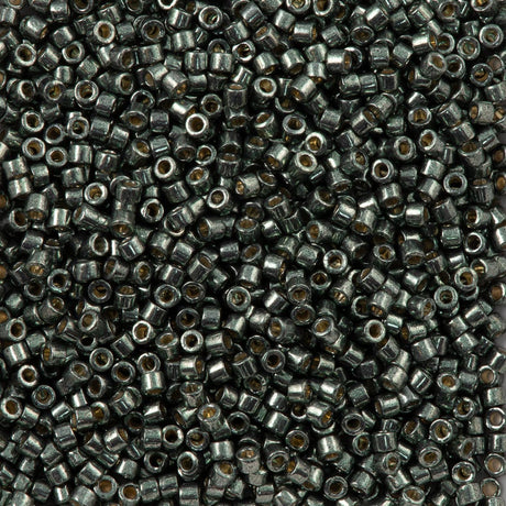 25g Miyuki Delica Seed Bead 11/0 Duracoat Galvanized Dark Steel Green DB2512