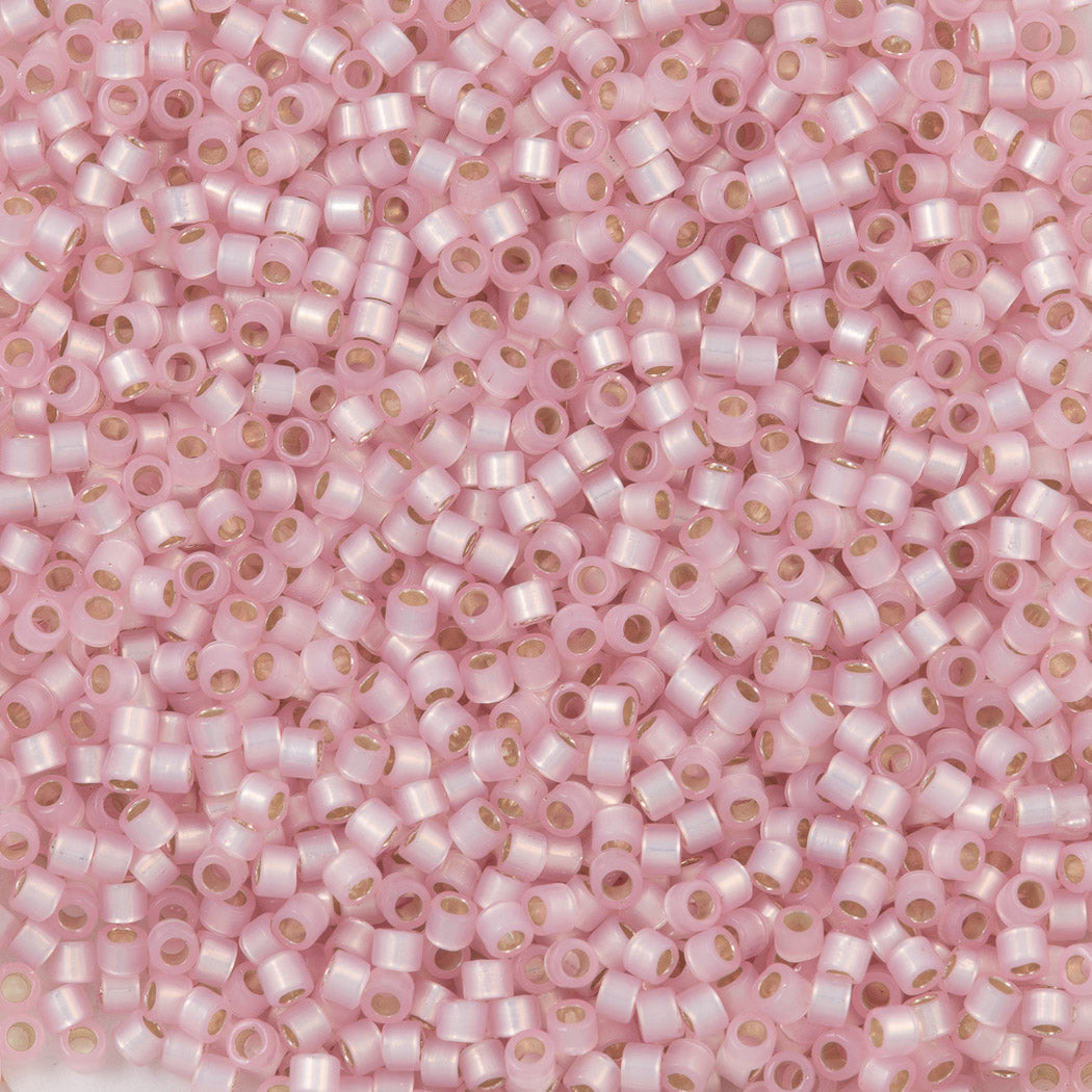 Miyuki Delica Seed Bead 11/0 Opal Silver Lined Dyed Light Pink 2-inch Tube DB624