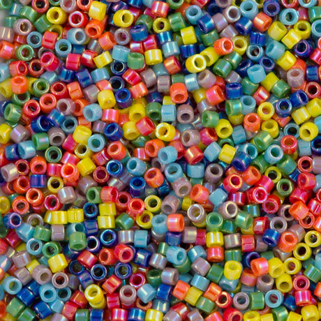 Miyuki Delica Seed Bead 11/0 Mix Opaque Rainbow AB 2-inch Tube (MIX44)