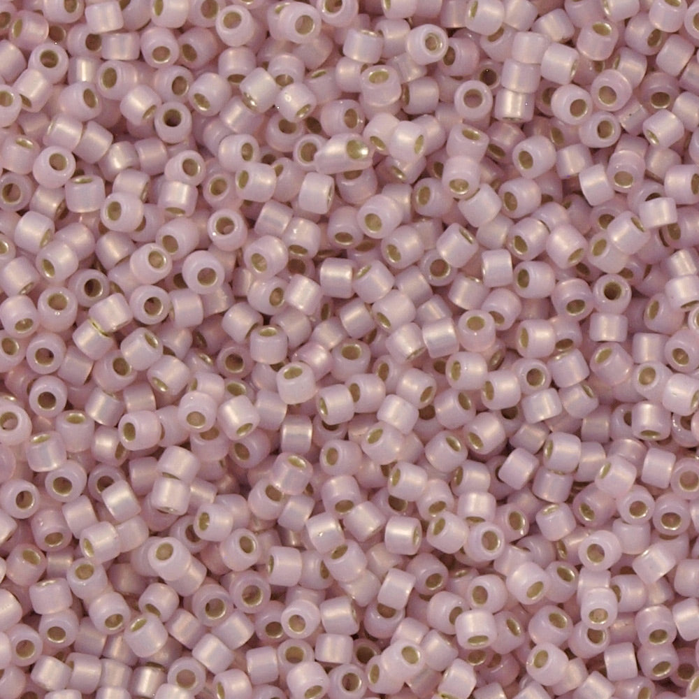 25g Miyuki Delica Seed Bead 11/0 Silver Lined Opal Glazed Shell Pink DB1457