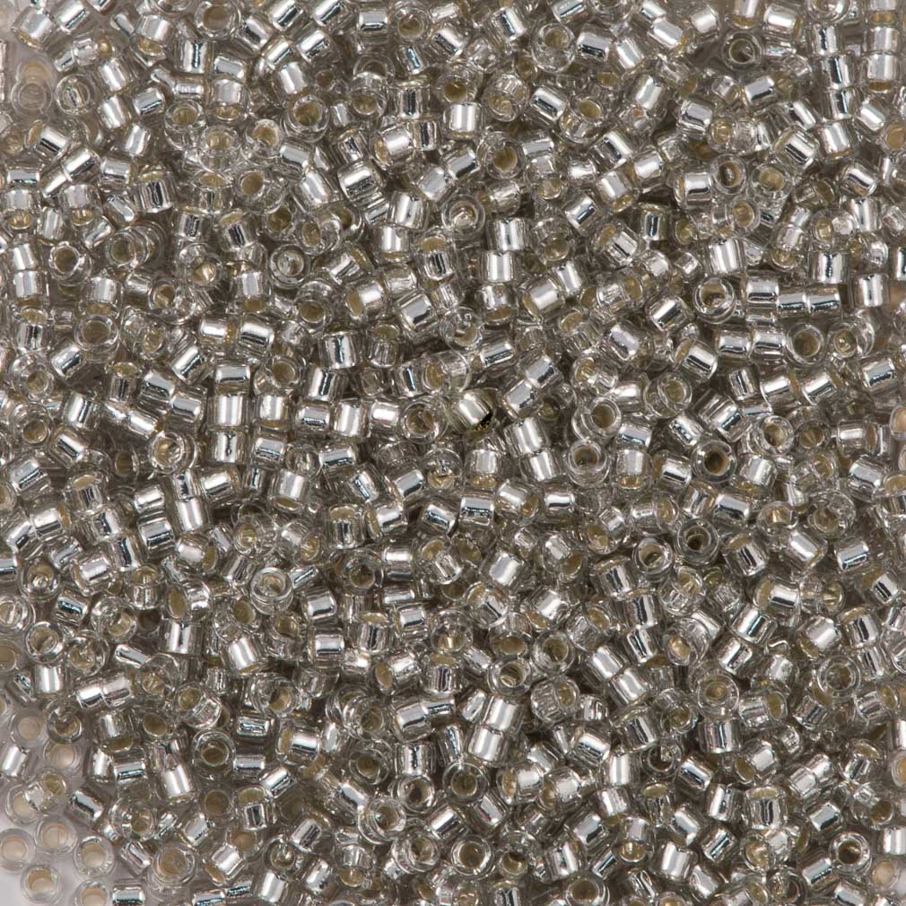 25g Miyuki Delica Seed Bead 11/0 Silver Lined Light Grey DB1211