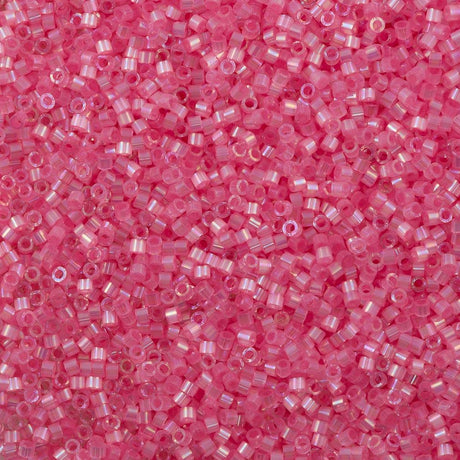 25g Miyuki Delica Seed Bead 11/0 Silk Inside Dyed Light Carnation AB DB1875