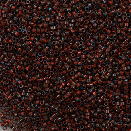 25g Miyuki Delica Seed Bead 11/0 Opaque Picasso Red Garnet DB2263