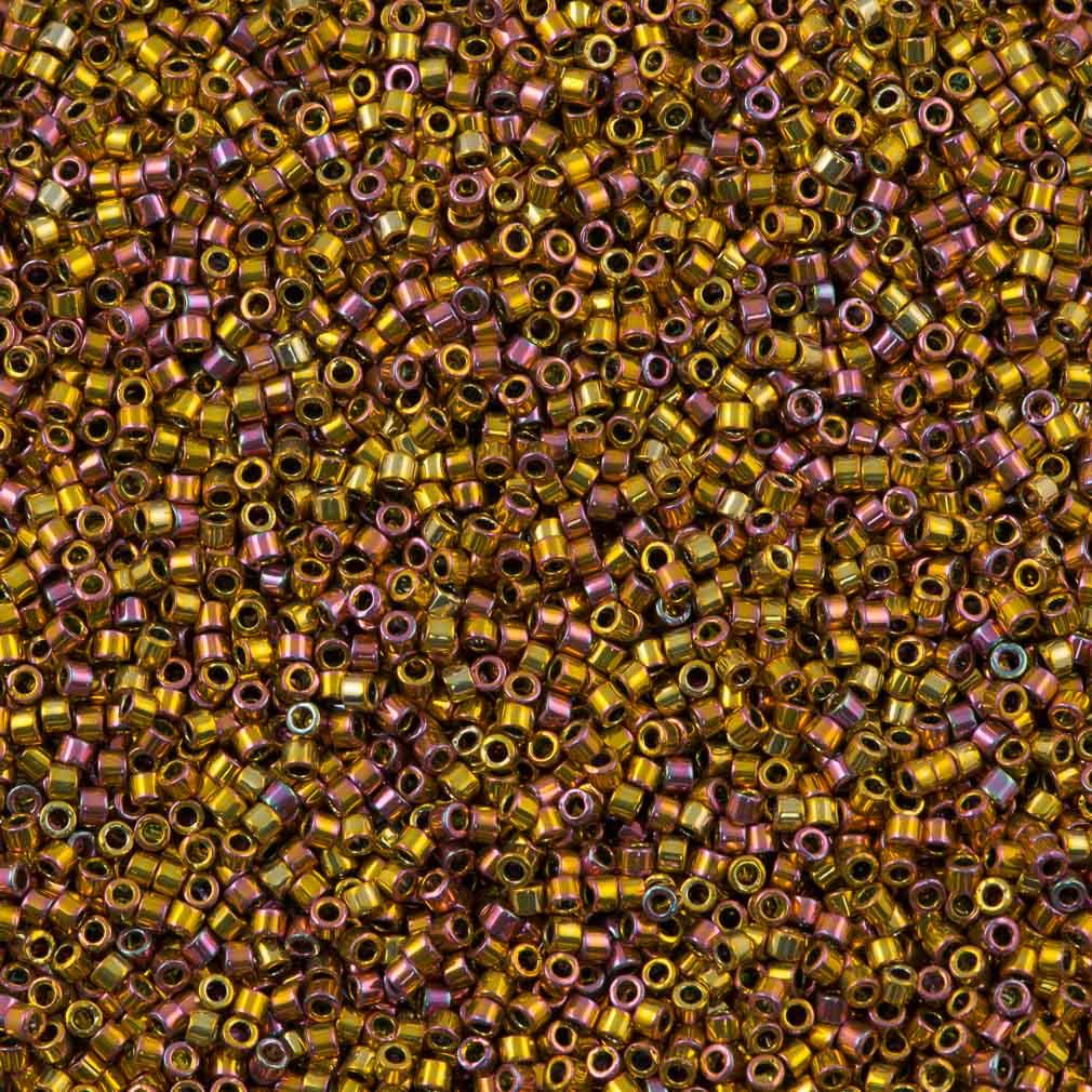 25g Miyuki Delica Seed Bead 11/0 24kt Gold Plated Pink AB DB507