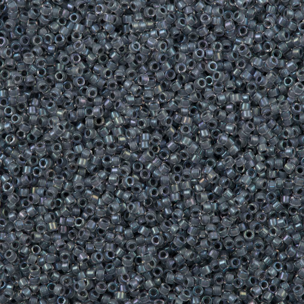 25g Miyuki Delica Seed Bead 11/0 Lined Dark Gray AB DB81