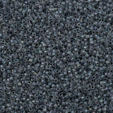 Miyuki Delica Seed Bead 11/0 Lined Dark Gray AB 2-inch Tube DB81