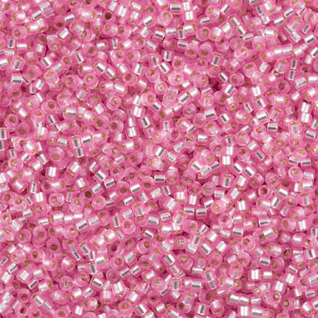 25g Miyuki Delica seed bead 11/0 Transparent Silver Lined Dyed Pink DB1335