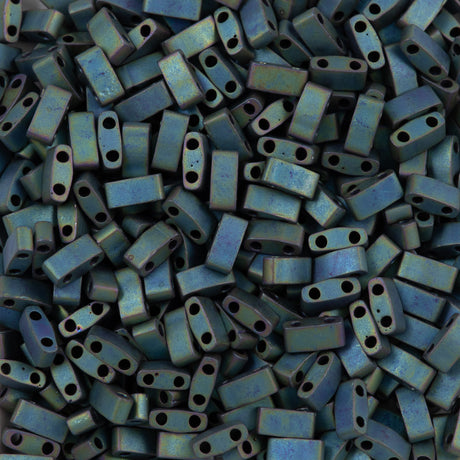 Miyuki Half Tila Seed Bead Matte Metal Blue Green (2064)