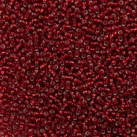 50g Miyuki Round Seed Bead 11/0 Silver Lined Dark Ruby (11D)