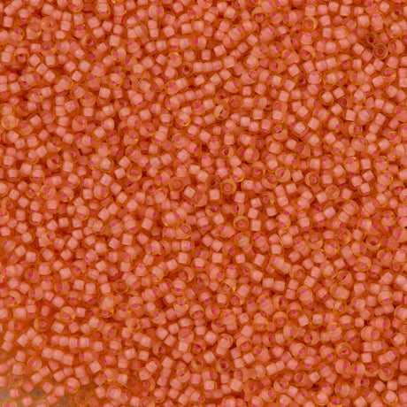 50g Miyuki Round Seed Bead 11/0 Semi Matte Salmon Lined Amber (1935)