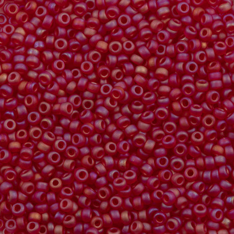 Miyuki Round Seed Bead 11/0 Matte Transparent Ruby AB (141FR)