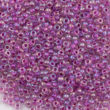 Miyuki Round Seed Bead 11/0 Inside Color Lined Raspberry AB (264)