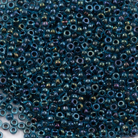 Miyuki Round Seed Bead 11/0 Navy Lined Aqua (347)