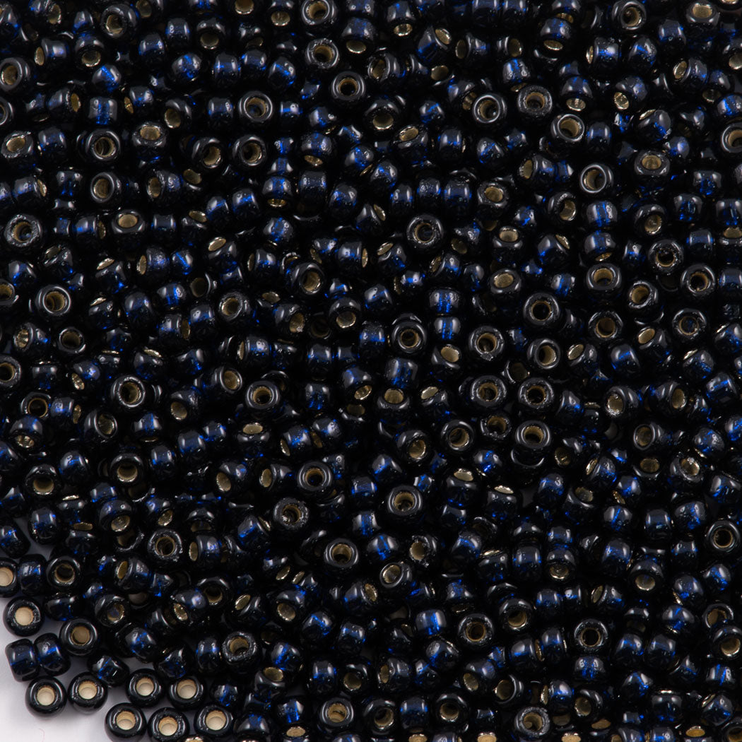 Miyuki Round Seed Bead 11/0 Duracoat Silver Lined Dyed Dark Navy Blue (4282)