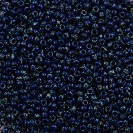 50g Miyuki Round Seed Bead 11/0 Opaque Picasso Cobalt (4518)