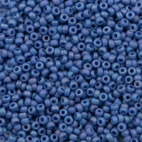 Miyuki Round Seed Bead 11/0 Soft Blue Frosted Rainbow Opaque Glazed (4704)