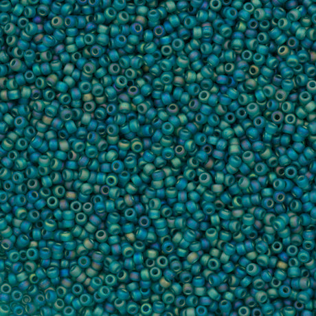 50g Miyuki Round Seed Bead 11/0 Matte Transparent Teal AB (2405FR)