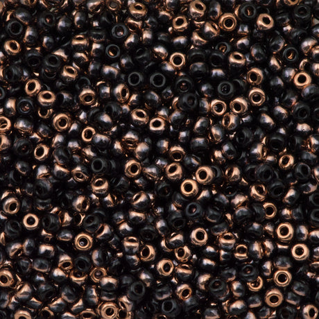 Miyuki Unions Round Seed Bead 11/0 Black Capri Gold 24g Tube (00401CG)