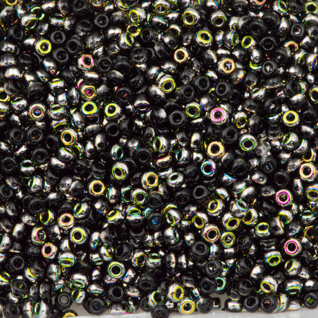 Miyuki Unions Round Seed Bead 11/0 Black Vitrail 24g Tube (00401V)