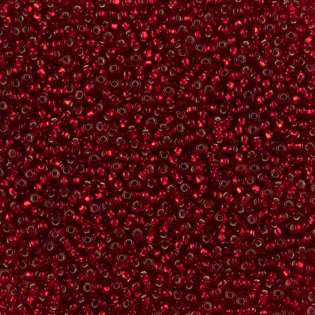 Czech Seed Bead 10/0 Silver Lined Ruby (97090)